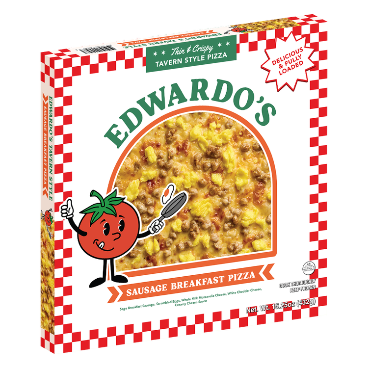 Edwardo's Sausage Breakfast Pizza — three-quarter view of the box