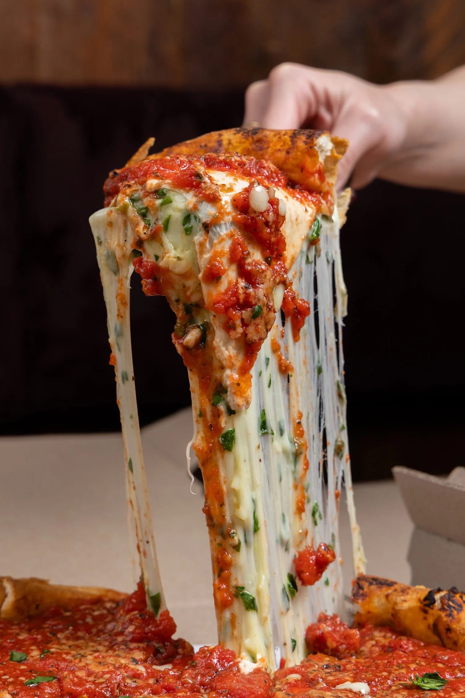 Vegetarian Stuffed Pizza slice